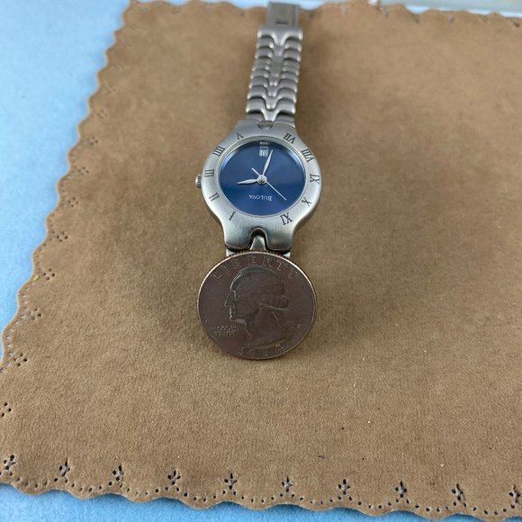 Vintage Bulova Brushed Silver Brilliant Blue Dial main image 6